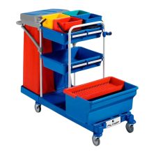   Filmop Morgan 3060 takarítókocsi 4x6L + 36L impregnált moptartó vödörrel, eszköztartóval, zsáktartóval