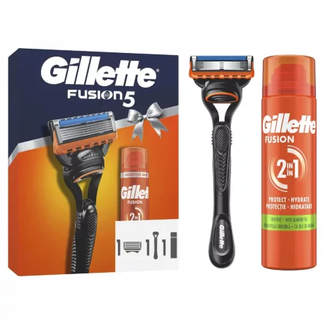 Gillette Fusion5 ajándékcsomag borotva + Sensitive borotvazselé