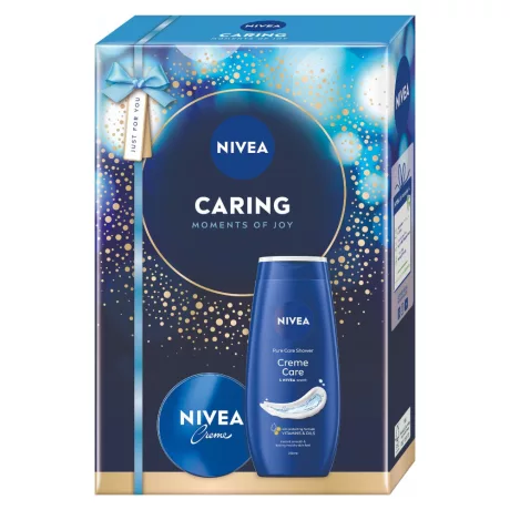 Nivea Moments of Joy Caring ajándékcsomag tusfürdő + testápoló krém