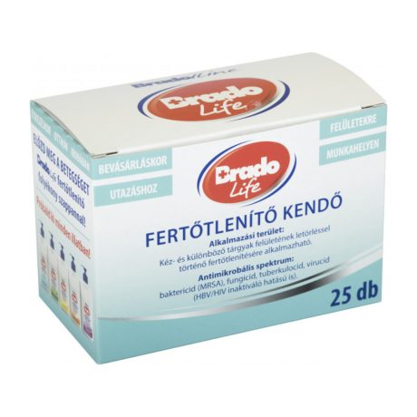 Bradolife fertőtlenítő kendő 25db