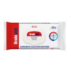 Bradowell alkoholmentes felületfertőtlenítő kendő 64db