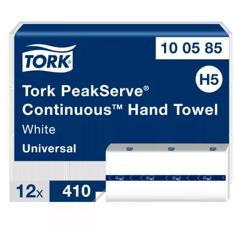 Tork PeakServe® Universal kéztörlőpapír - 1 rétegű, hófehér, 410 lap (Karton - 12 csg)