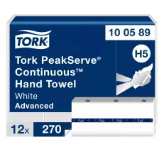   Tork PeakServe® Advanced kéztörlőpapír - 1 rétegű, hófehér, 270 lap (Karton - 12 csg)