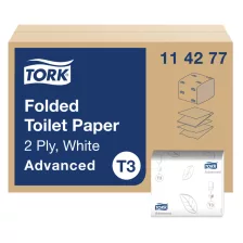   Tork Advanced Folded hajtogatott toalettpapír - 2 rétegű, hófehér, 252 lap (Karton - 36 csg)