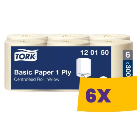 Tork általános belsőmagos papír 19cm átm. - 1 rétegű, sárga, 300m (Karton - 6 tek)