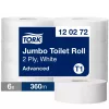 Tork Advanced Jumbo toalettpapír 26cm átm. - 2 rétegű, hófehér, 360m (Karton - 6 tek)