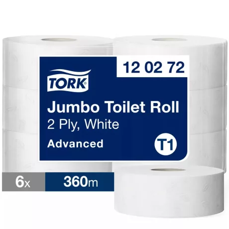 Tork Advanced Jumbo toalettpapír 26cm átm. - 2 rétegű, hófehér, 360m (Karton - 6 tek)