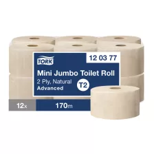   Tork Mini Jumbo toalettpapír 19cm átm. - 2 rétegű, havanna, 170m (Karton - 12 tek)