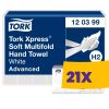 Tork Xpress® Soft Multifold hajtogatott kéztörlő - 2 rétegű, hófehér, 136 lap (Karton - 21 csg)
