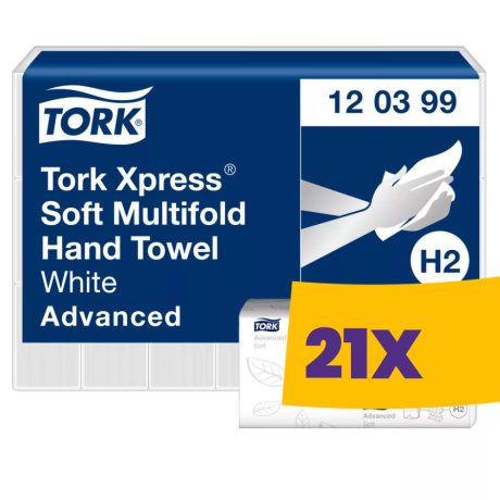Tork Xpress® Soft Multifold hajtogatott kéztörlő - 2 rétegű, hófehér, 136 lap (Karton - 21 csg)