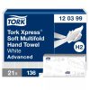 Tork Xpress® Soft Multifold hajtogatott kéztörlő - 2 rétegű, hófehér, 136 lap (Karton - 21 csg)