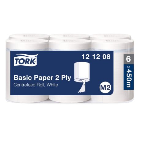Tork általános belsőmagos törlőpapír 19cm átm. - 2 rétegű, fehér, 122m (Karton - 6 tek)