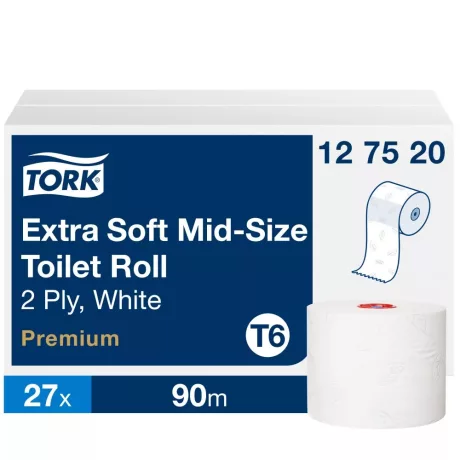Tork Mid-size Soft toalettpapír - 2 rétegű, hófehér, 90m (Karton - 27 tek)
