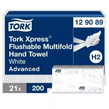   Tork Xpress® Multifold toalettbe dobható hajtogatott kéztörlő - 2 rétegű, hófehér, 200 lap (Karton - 21 csg)