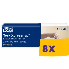   Tork Xpressnap® Extra Soft adagolós szalvéta - 2 rétegű, hófehér, 33x21cm, 500 lap (Karton - 8 csg)