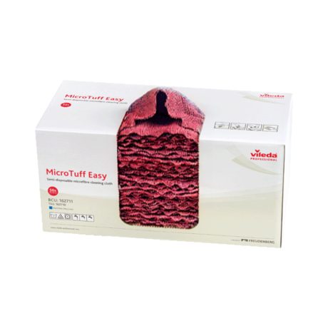 Vileda Prof. MicroTuff Easy mikroszálas törlőkendő adagolós Piros 50db