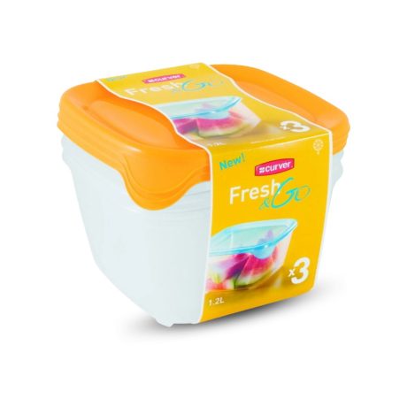 Curver Fresh & Go szögletes ételtartó doboz szett 3 x 1.2L sárga