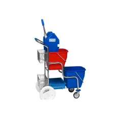   StairPlus Professional takarítókocsi lépcsőzéshez acél vázzal, 2x17L vödörrel, eszköztartóval