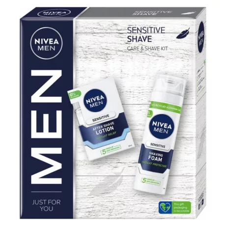 Nivea Men Sensitive Shave Ajándékcsomag - Borotvahab + After Shave
