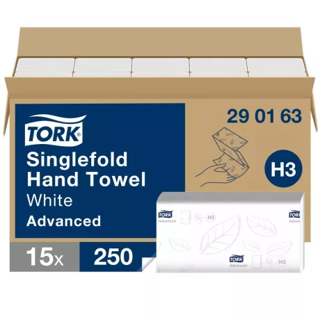 Tork Singlefold hajtogatott kéztörlő - 2 rétegű, hófehér, 250 lap (Karton - 15 csg)