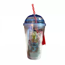   Disney Stitch ajándékcsomag szívószálas pohár + fürdőszivacs + testápoló + tusfürdő + fürdőbomba
