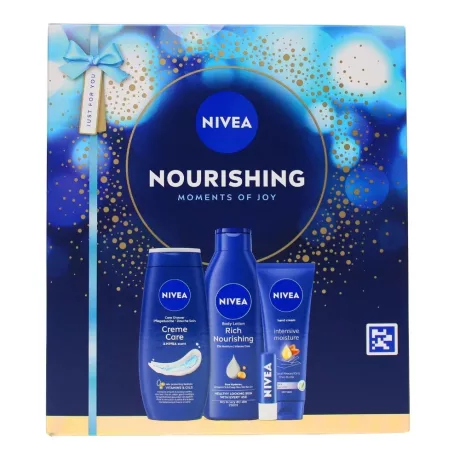 Nivea Nourishing Ajándékcsomag - Tusfürdő + Testápoló + Kézkrém + Ajakápoló