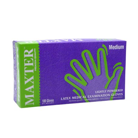 Maxter eldobható latex fehér gumikesztyű 100db-os M-méret