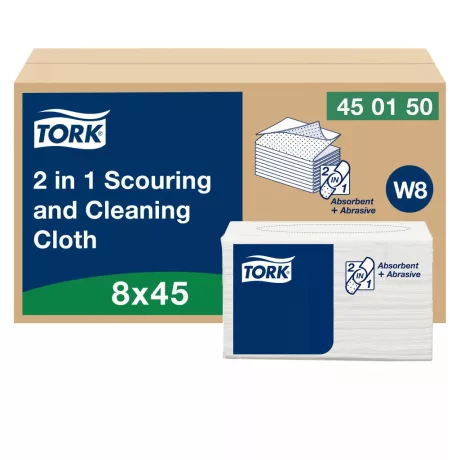 Tork 2 in 1 súroló- és tisztítókendő 45db (Karton - 8 csomag)