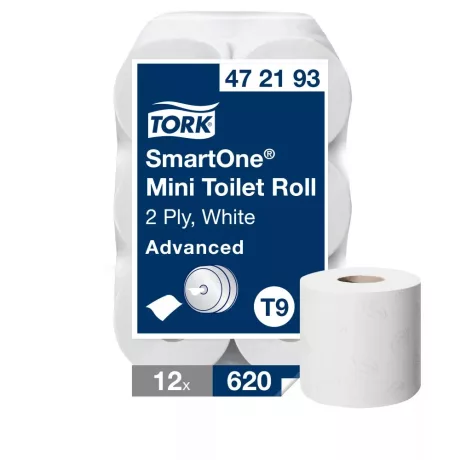 Tork SmartOne® Mini belsőmagos toalettpapír 15cm átm. - 2 rétegű, hófehér, 112m (Karton - 12 tekercs)