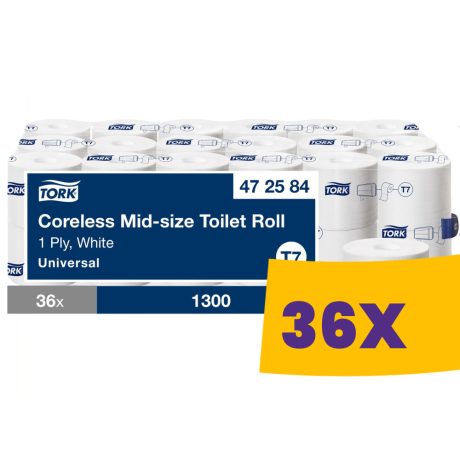 Tork belső mag nélküli Mid-size toalettpapír - 1 rétegű, fehér, 149,5m (Karton - 36 tek)