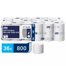   Tork Soft belső mag nélküli Mid-size toalettpapír - 2 rétegű, hófehér, 92m (Karton - 36 tek)