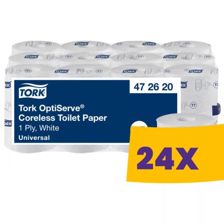 Tork OptiServe® belsőmag nélküli Mid-size toalettpapír - 1 rétegű, fehér, 143,8m (Karton - 24 tek)