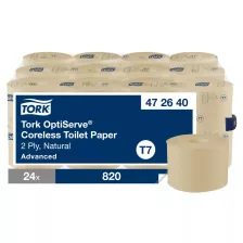   Tork OptiServe® Natural belsőmag nélküli Mid-size toalettpapír - 2 rétegű, havanna, 94,3m (Karton - 24 tek)