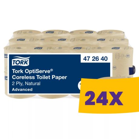 Tork OptiServe® Natural belsőmag nélküli Mid-size toalettpapír - 2 rétegű, havanna, 94,3m (Karton - 24 tek)