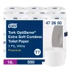 Tork OptiServe® Extra Soft belsőmag nélküli Mid-size toalettpapír - 3 rétegű, hófehér, 63,3m (Karton - 18 tek)
