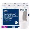 Tork OptiServe® Extra Soft belsőmag nélküli Mid-size toalettpapír - 3 rétegű, hófehér, 63,3m (Karton - 18 tek)