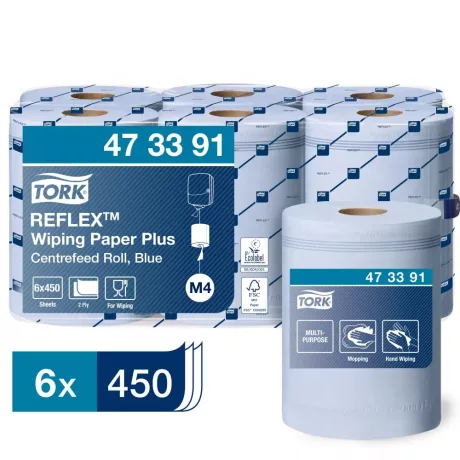 Tork Reflex™ belsőmagos törlőpapír plusz 19cm átm. - 2 rétegű, kék, 151m (Karton - 6 tek)