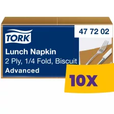   Tork Lunch szalvéta Khaki - 2 rétegű, 33x33cm, 1/4 hajtás, 200 lap (Karton - 10 csg)