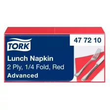   Tork Lunch szalvéta Piros - 2 rétegű, 33x33cm, 1/4 hajtás, 200 lap