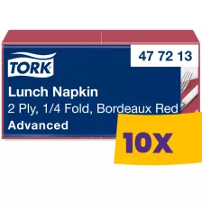   Tork Lunch szalvéta Bordó - 2 rétegű, 33x33cm, 1/4 hajtás, 200 lap (Karton - 10 csg)