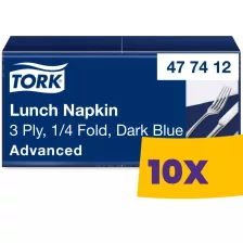   Tork Lunch szalvéta Sötétkék - 3 rétegű, 33x33cm, 1/4 hajtás, 150 lap (Karton - 10 csg)