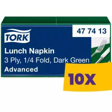   Tork Lunch szalvéta Sötétzöld - 3 rétegű, 33x33cm, 1/4 hajtás, 150 lap (Karton - 10 csg)