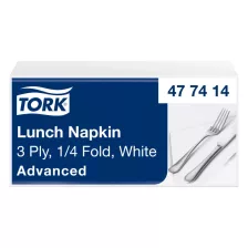   Tork Lunch szalvéta Fehér - 3 rétegű, 33x33cm, 1/4 hajtás, 150 lap