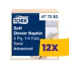 Tork Dinner Soft szalvéta Csontszínű - 3 rétegű, 39x39cm, 1/4 hajtás, 100 lap (Karton - 12 csg)