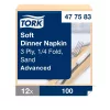 Tork Dinner Soft szalvéta Csontszínű - 3 rétegű, 39x39cm, 1/4 hajtás, 100 lap (Karton - 12 csg)