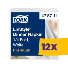   Tork LinStyle® Dinner szalvéta Fehér - 39x39cm, 1/4 hajtás, 50 lap (Karton - 12 csg)