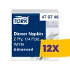Tork Dinner szalvéta Fehér - 2 rétegű, 39x39cm, 1/4 hajtás, 150 lap (Karton - 12 csg)