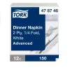 Tork Dinner szalvéta Fehér - 2 rétegű, 39x39cm, 1/4 hajtás, 150 lap (Karton - 12 csg)