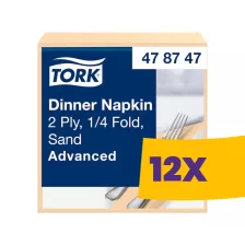   Tork Dinner szalvéta Csontszínű - 2 rétegű, 39x39cm, 1/4 hajtás, 150 lap (Karton - 12 csg)
