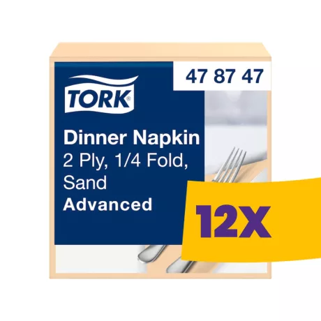 Tork Dinner szalvéta Csontszínű - 2 rétegű, 39x39cm, 1/4 hajtás, 150 lap (Karton - 12 csg)